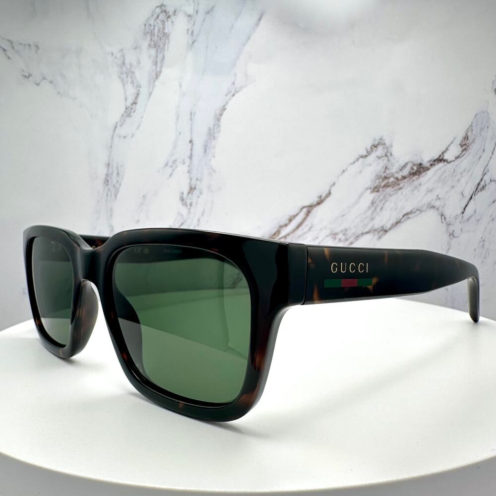 New GUCCI Sunglasses Brown Gold Red Green Web 55-20-145 mm Mens Square Gucci - Picture 16 of 16